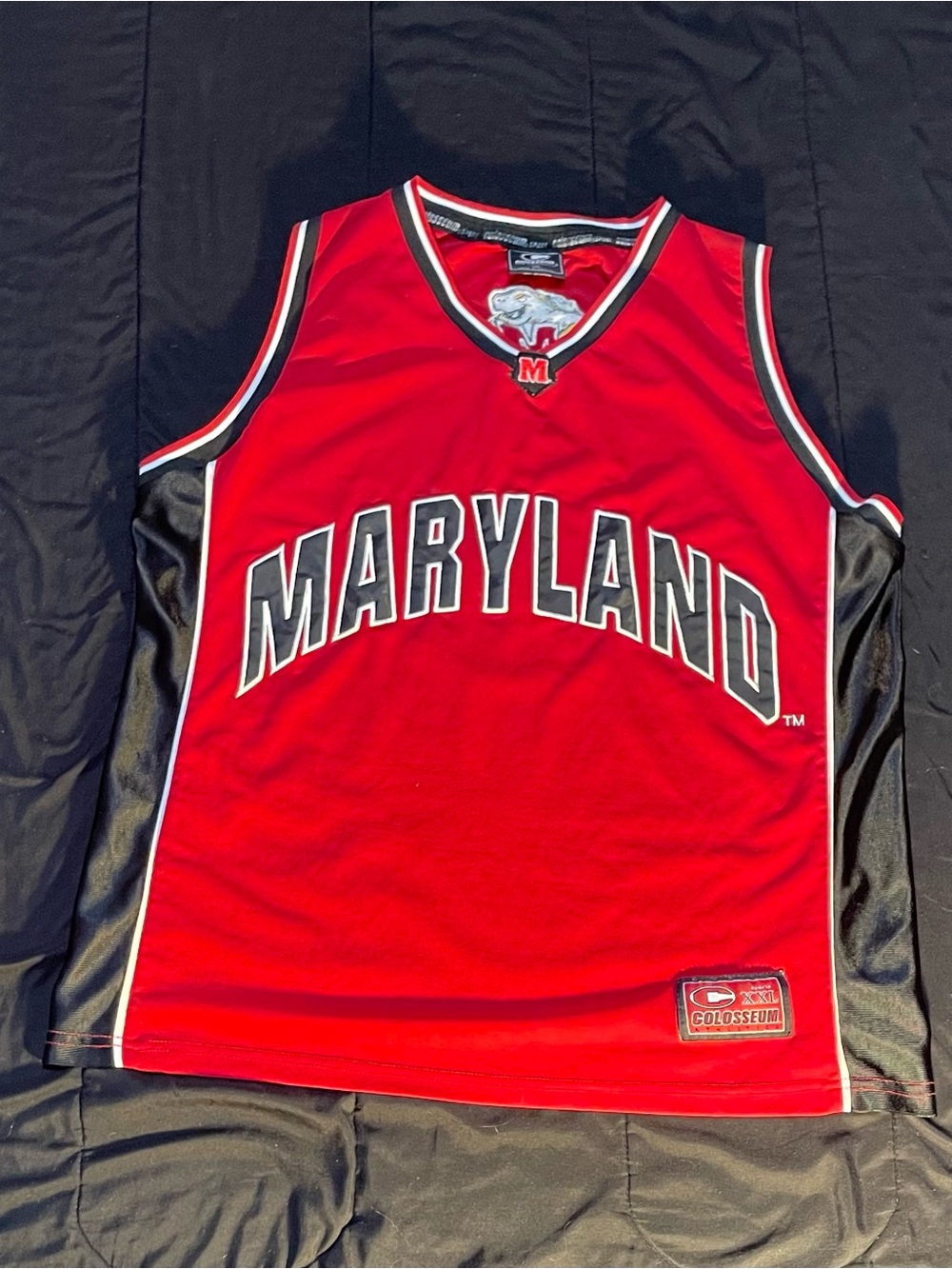 Maryland Terrapins Men's XL Red Colosseum #3 Stitched NCAA Basketball Jersey